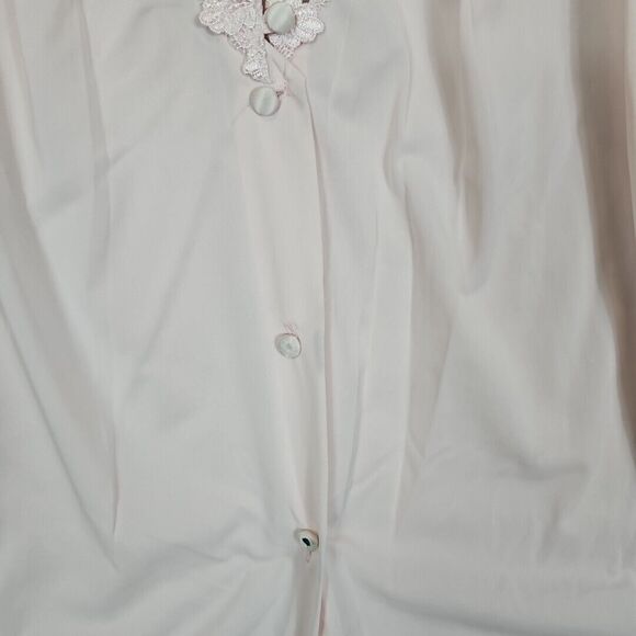 SHADOWLINE Lg Pink Embroidered Bed Jacket Top Lingerie Silky Nylon Vintage - Picture 4 of 11
